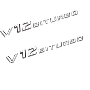 Mercedes V12 biturbo emblem 2-Pack (Välj Färg: Krom)