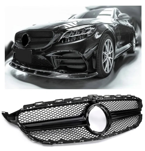 AMG Grill Mercedes W205 S205 A205 Svart (Välj en produktvariant: Face lift, Välj en produktvariant: 360 Kamera)