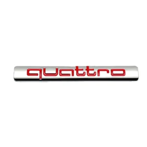 AUDI Quattro Emblem Skärmar / Lucka (Välj Färg: Krom med röd text)