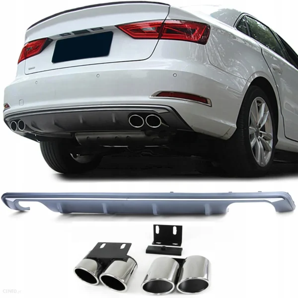 Audi A3 8V diffusor inkl pipor Sedan S3-look (12-16)