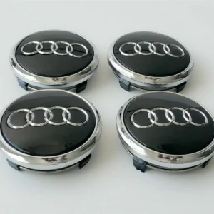 Audi Svarta Centrumkåpor 77mm Navkåpor 4-Pack
