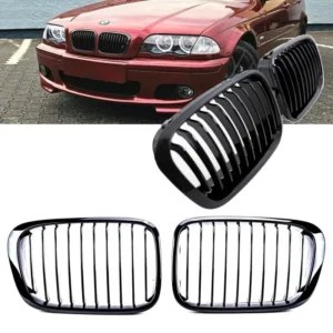 BMW E46 Sedan Njurar Grill 98-01 (Singelribb) (Välj en produktvariant: Blanksvart)