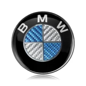 Bmw ratt emblem kolfiber 45mm Fler färger (Emblem: Blå/Vit Kolfiber)