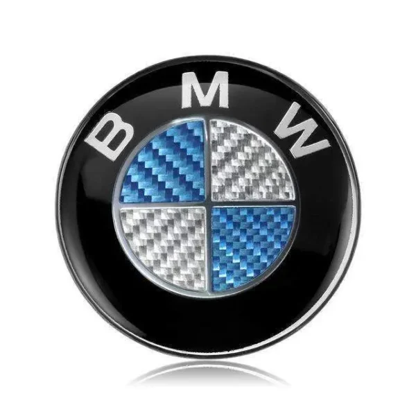 Bmw ratt emblem kolfiber 45mm Fler färger (Emblem: Blå/Vit Kolfiber)