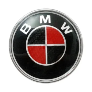 Bmw ratt emblem kolfiber 45mm Fler färger (Emblem: Svart/Röd kolfiber)