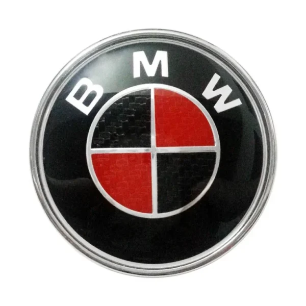 Bmw ratt emblem kolfiber 45mm Fler färger (Emblem: Svart/Röd kolfiber)