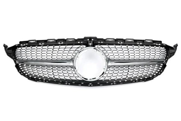 Grill Diamant Mercedes-Benz W205 S205 A205 15-18 (Välj en produktvariant: Med 360 Cam, Välj en produktvariant: Silver fena)