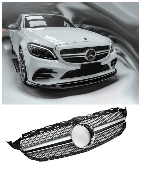 Grill Mercedes W205 S205 A205 AMG Silver (Välj en produktvariant: Före Fcelift, Välj en produktvariant: Utan 360 Kamera)