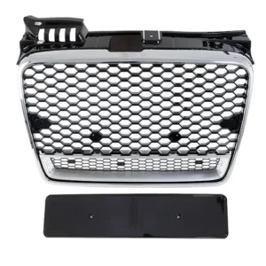 Honeycomb Grill Audi A4 B7 Blanksvart / Krom (Välj en produktvariant: Krom ram)