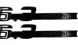 Mercedes 6.3 AMG logo emblem Fler färger (2-Pack) (Välj en produktvariant: Blanksvart)