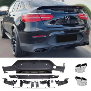 Mercedes-Benz diffuser Glc63 Coupe c253 15-22 (Välj en produktvariant: Kromade rör)
