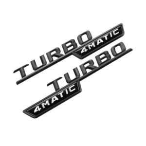 Mercedes Turbo AMG Emblem Svart & Krom (Välj Färg: Svart)