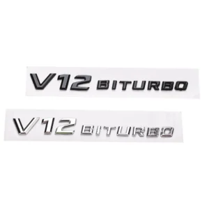 Mercedes V12 biturbo emblem 2-Pack (Välj Färg: Blanksvart)