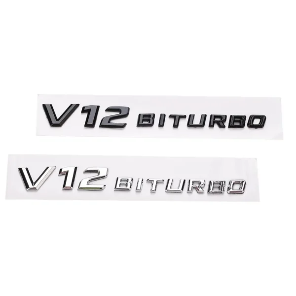 Mercedes V12 biturbo emblem 2-Pack (Välj Färg: Blanksvart)
