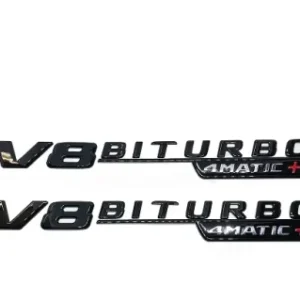 Mercedes V8 Biturbo 4MATIC+ emblem 2-Pack (Välj Färg: Blanksvart)