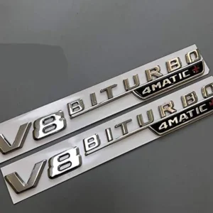 Mercedes V8 Biturbo 4MATIC+ emblem 2-Pack (Välj Färg: Krom)