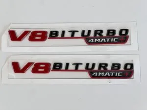 Mercedes V8 Biturbo 4MATIC+ emblem 2-Pack (Välj Färg: Röd/Svart)