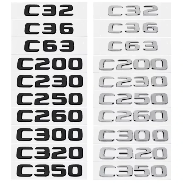 Mercedes Benz C-Klass modellbeteckning Motorkoder (Välj en produktvariant: C30, Välj Färg: Blanksvart)
