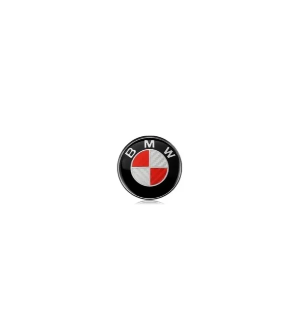 Bmw ratt emblem kolfiber 45mm Fler färger (Emblem: Röd/Vit Kolfiber)