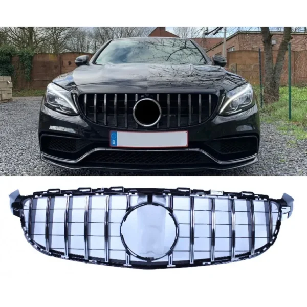 Mercedes-Benz C63 AMG Grill GTR 15-18 Svart / Krom (Välj en produktvariant: Utan kamera, Välj Färg: Krom)